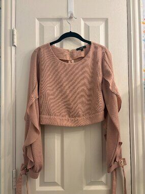 Studio F Zip Up Salmon Long Sleeve Top